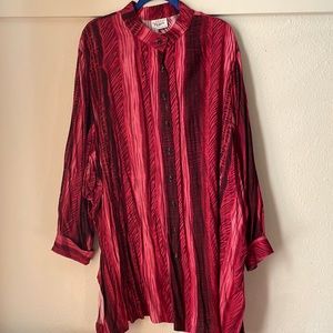 Vintage Abby Renee long sleeve lagenlook button tunic with lovely floral buttons